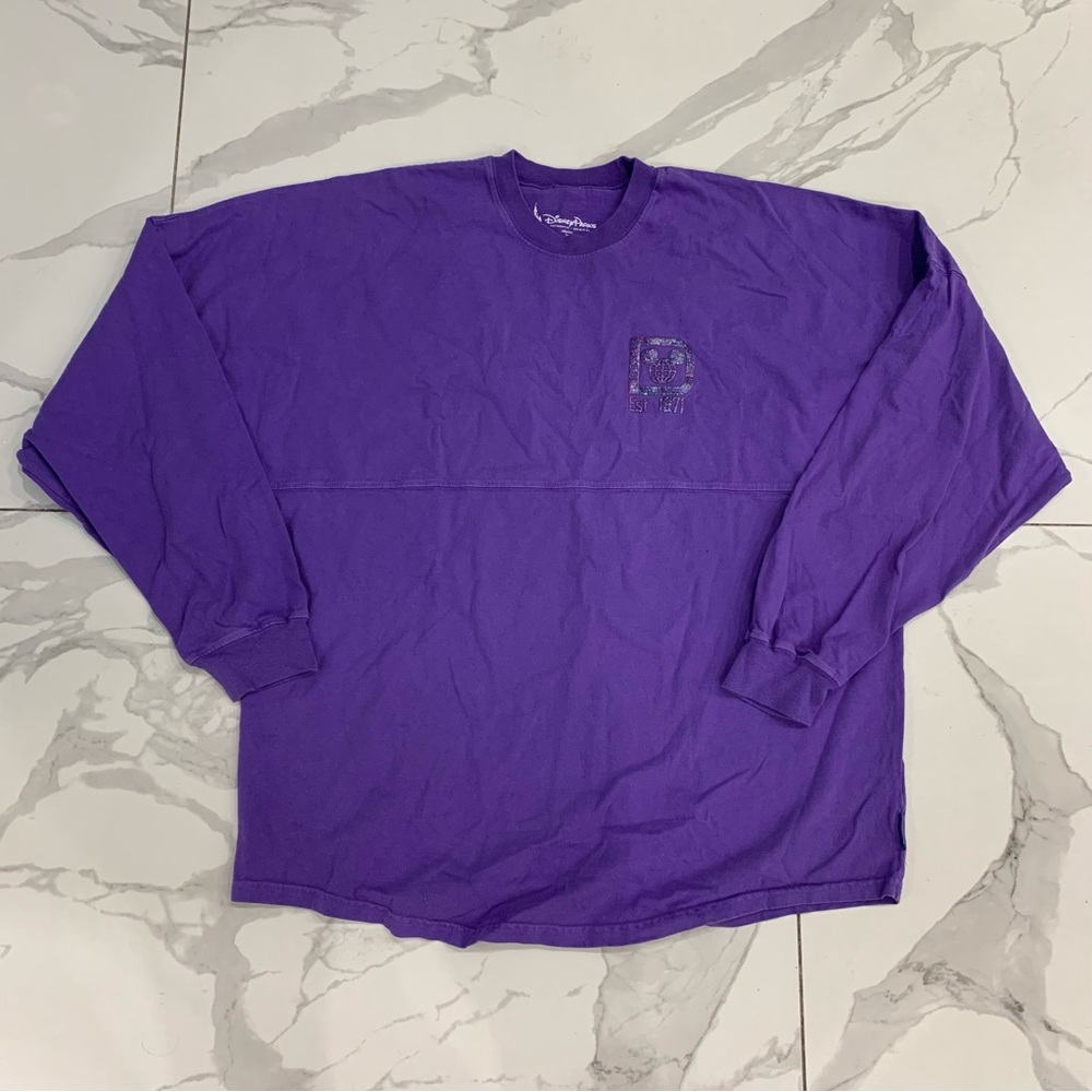 Walt Disney World Spirit Sweetshirt Women Sz Large Purple Potion Glitter Sparkly